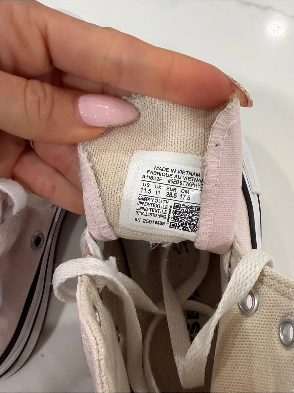 Converse High Top Sneakers in Pale Pink and White